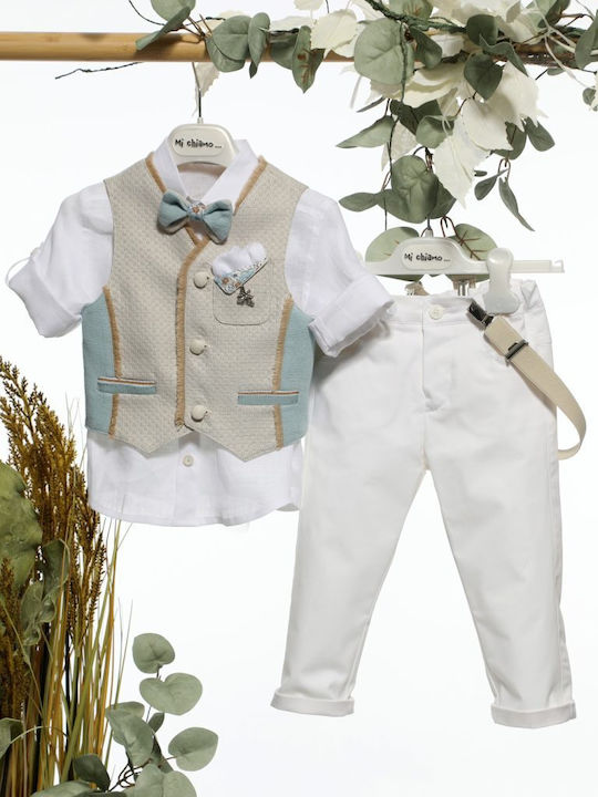 Mi Chiamo Baptism Suit with Vest for Boys Turquoise A4691