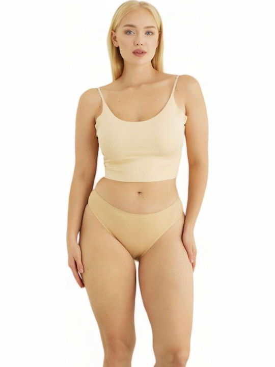 Aurelia Βαμβακερά Ψηλόμεσα Γυναικεία Slip MultiPack Beige