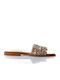 Leather Women's Flat Sandals in Gold Color