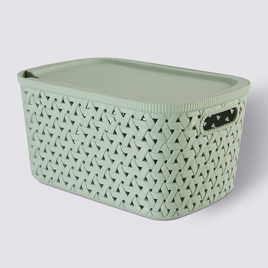 5Five Storage Basket Plastic with Lid Green 6.7lt 1pcs