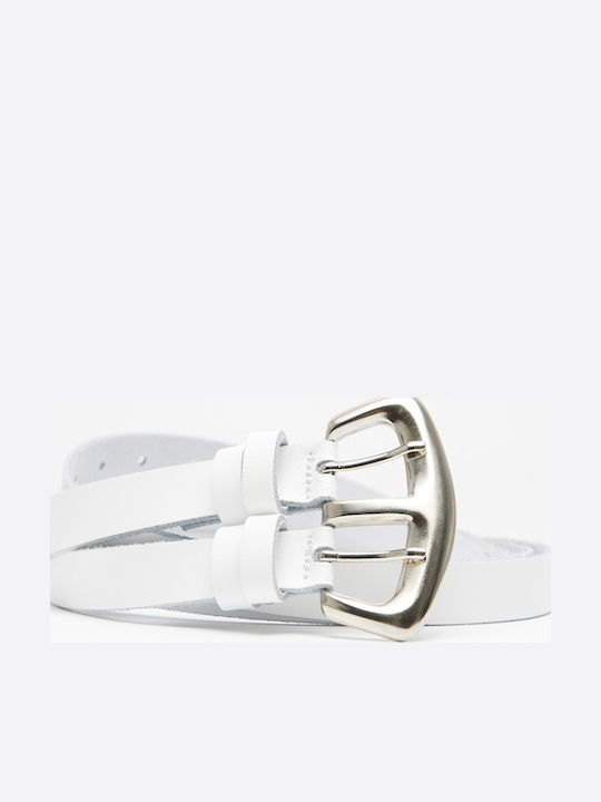 Leather Twist Δερμάτινη Γυναικεία Ζώνη Λευκή