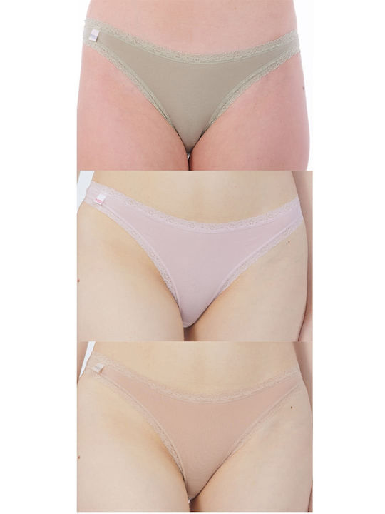 MEI Βαμβακερά Women's Slip 3Pack Pastel