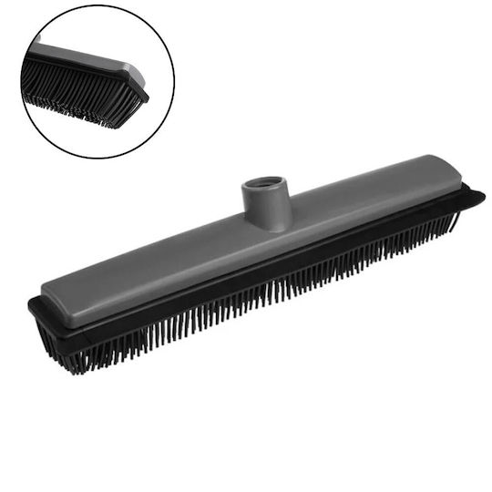Silicone Broom for Bathroom Kitchen Rugs 32x8cm Slim Handle Grey