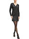 Mini Abendkleid Satin Schwarz