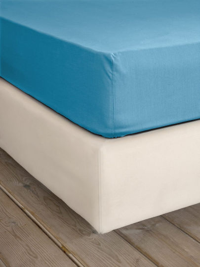Nima Чаршаф Полудвойно с Ластик 120x200+32см. Unicolors Petrol Blue
