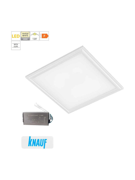 Elmark Τετράγωνο Χωνευτό LED Panel 40W με Φυσικό Λευκό Φως 4000K 59.5x59.5εκ.