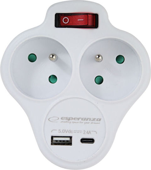 Esperanza Power Strip 2 Positions with USB-A and USB-C without Cable