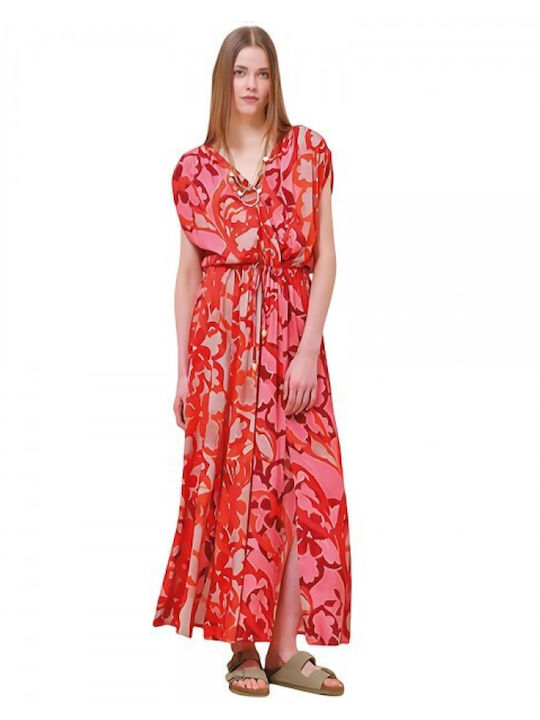 Sommer Maxi Kleid Wickel Koralle