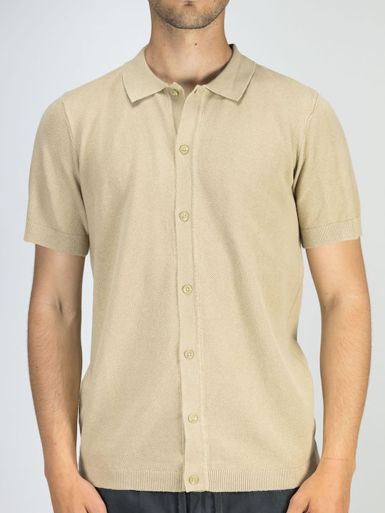 Blend Къс ръкав Памучен Риза Beige