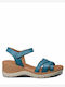 Women's Leather Platform Shoes Blue