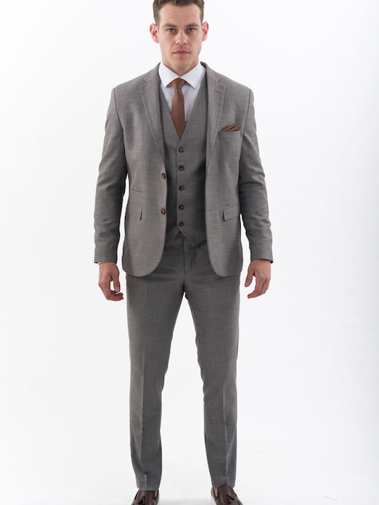 Men's Suit with Vest Gray