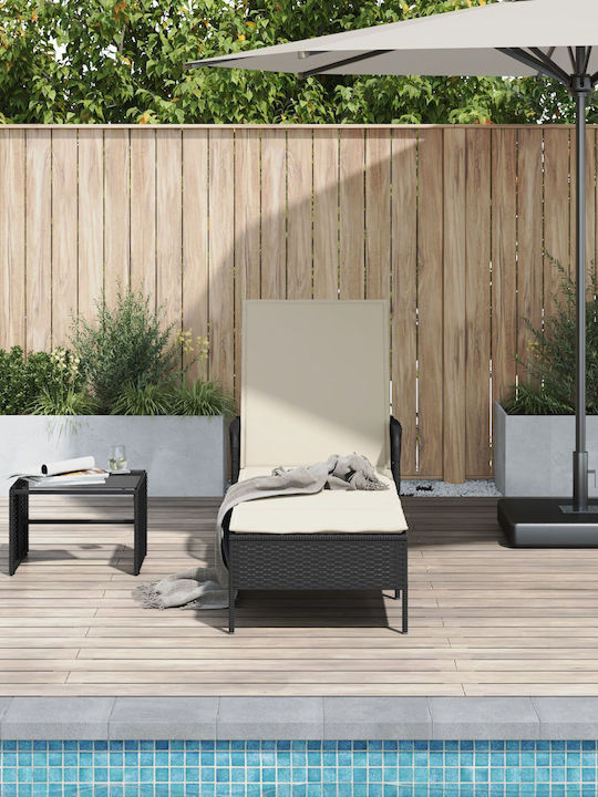 Ξαπλώστρα Rattan Μαύρη 157x55x92εκ.