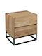 Wooden Bedside Table Nepal W with Metal Legs Black 56x46x61cm EA7016 W