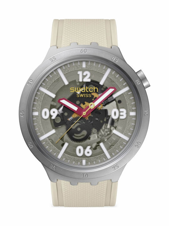 Swatch Confident Moment Мъжки Часовник На Батерия С Бежова Каучукова Каишка
