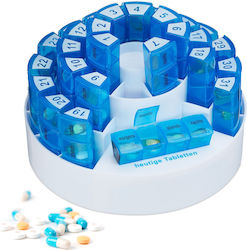 Cute Carousel Medication Organizer 31 Days X 4 Compartments White Blue