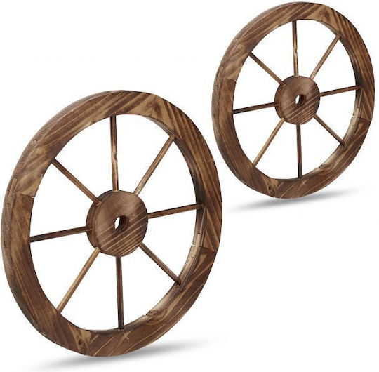 Set 2 Rustic Decorative Trays Vintage Look Relaxdays Brown Pine Wood 40 x 2.5 cm