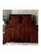 Pucioasa Set Husă de Pilotă Dublă cu 4 Fețe de Pernă 200x220 Dark Brown