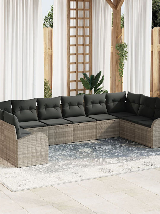 Corner Outdoor Sofa Rattan with Cushions 55x55x69cm