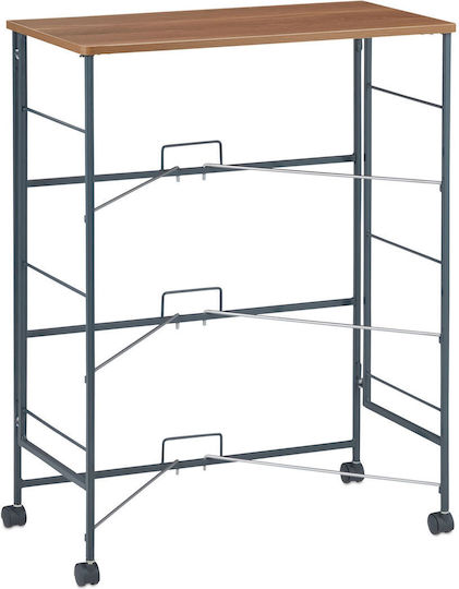 Wooden Bedside Table with Metal Legs Gray 30x74.5x58cm