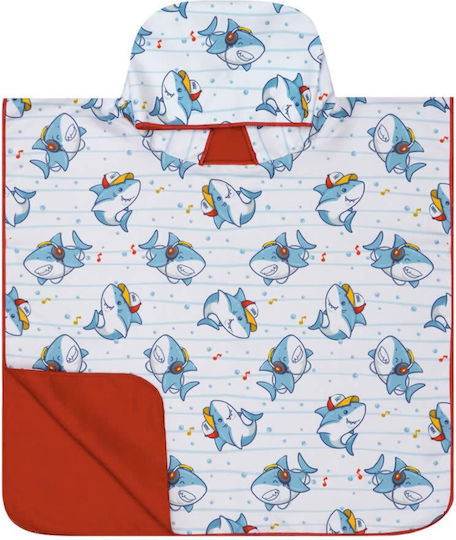 Kentia Float Poncho De Plajă Pentru Copii Rechin Albastru Deschis Reversibil 60 X 60 Cm