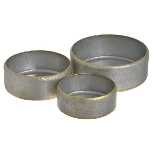 Dekorative Schüssel Metall Silber 3Stück