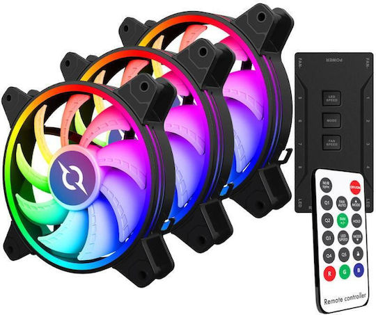 Aqirys Ventilator Pentru Carcasă Libra 120mm Cu Iluminare RGB Și Conexiune 6 Pini 3 Bucăți
