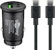 Goobay Зарядно за кола 27W 3Спецификация Бързо Зареждане с Портове: 1xUSB 1xType-C заедно с Кабел Type-C Черен Цвят