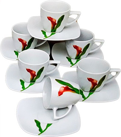 Galifas Set of Cups Coffee Porcelain White 90ml 12pcs