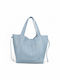 Leather Women's Bag Shopper Shoulder Light Blue
