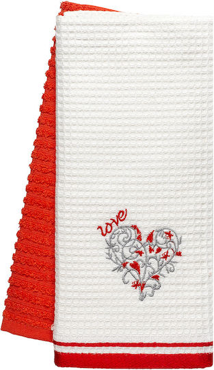 Beauty Home Tea Towel from 100% Cotton in Red Color 40x60cm 2pcs