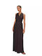 Sommer Maxi Damenkleid Wickel Anthrazit