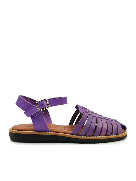 Sandale Casual Damă Din Piele Violet