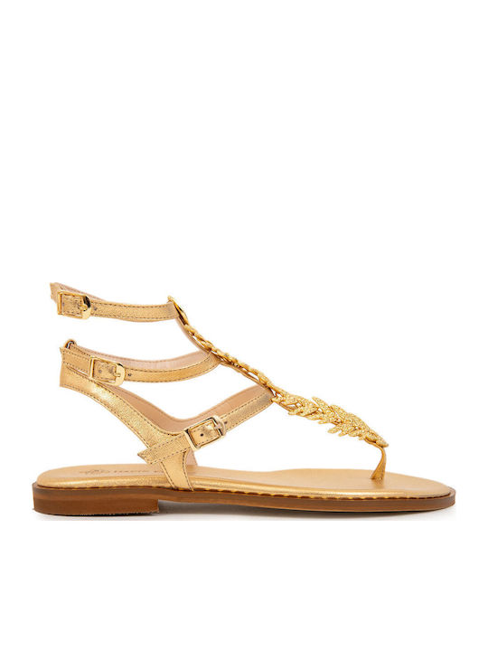 Women's Flat Sandals in Gold Color