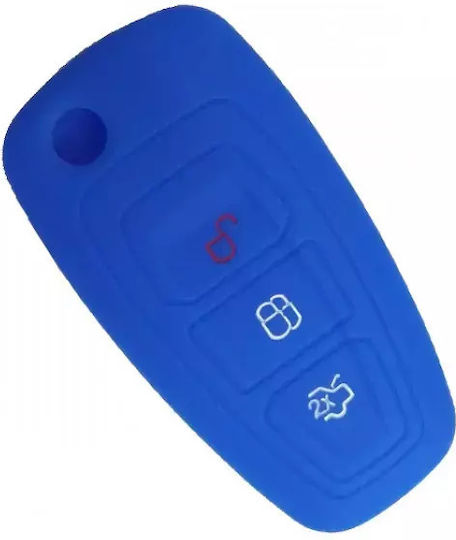 Carcasă din silicon pentru cheie pliabilă Ford 3 butoane albastră