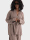 Women's Linen Long Sleeve Shirt Brown