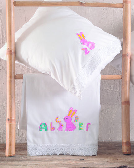 Rythmos Miffy Комплект Бебешки Чаршафи За Количка Памучни Розов 100x160бр 3бр