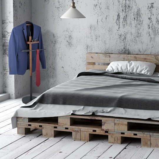 Coat Rack Shelf Made Steel Mdf 116 X 47 X 28 Cm Black