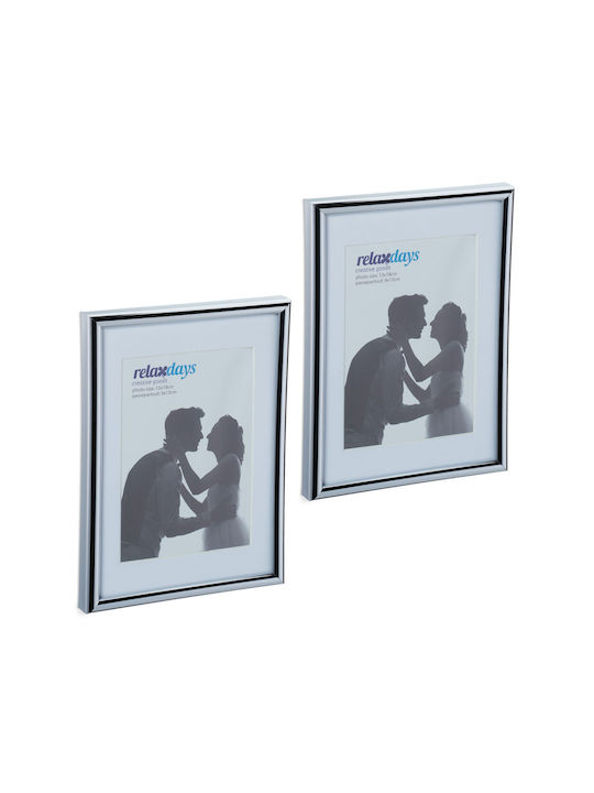 Set of 2 Silver Photo Frames Dimensions 17.5 x 14 x 9.5 cm Relaxdays