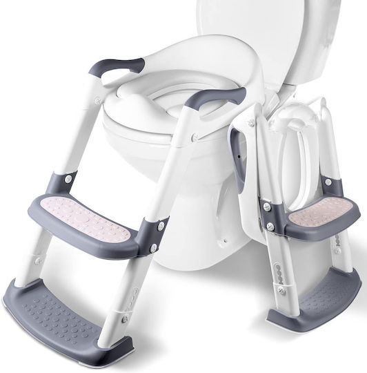 Kleinkind Toiletten-Sitz Arvada mit Harter Oberfläche, Griffen und Trittstufe Gray