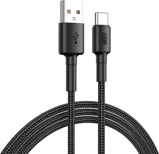 QCY Плетена USB 2.0 Кабел USB-C мъжки - USB-A мъжки 60W Черен 1.2м
