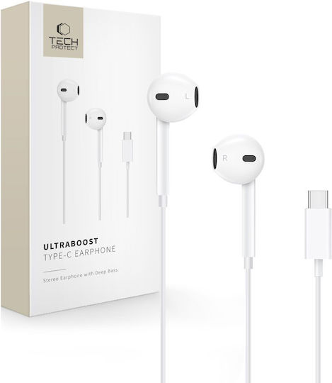 Tech-Protect Ultraboost Earbuds Freisprecheinrichtung Kopfhörer mit Stecker USB-C Weiß