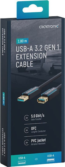 Clicktronic USB 3.0 Cable USB-A male - USB-A male Μπλε 1.8m