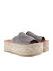 Leather Women's Flat Sandals Flatforms in Gray Color