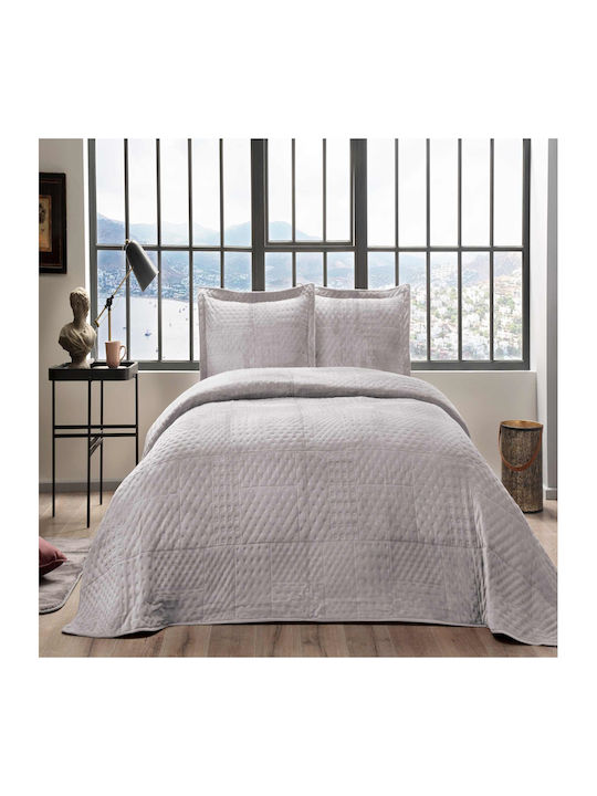 Tac Σετ Κουβερλί Υπέρδιπλο από Πολυεστέρα Gray 230x250cm 3τμχ