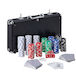 Set Poker Complex 300 Jetoane de la Relaxdays Include 2 Pachete Cărți 5 Zaruri Echipat cu Geantă din Aluminiu Măsurând 26,5 X 38 X 7 Cm Negru