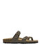 Flache Sandalen für Damen in Khaki Farbe