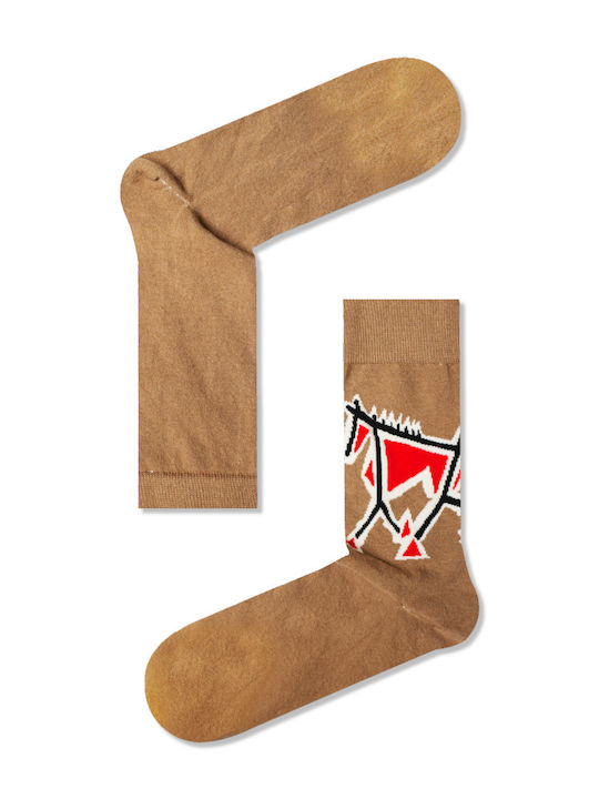 Vtex Socks Art Portait 5 Ανδρικές Κάλτσες Καφέ