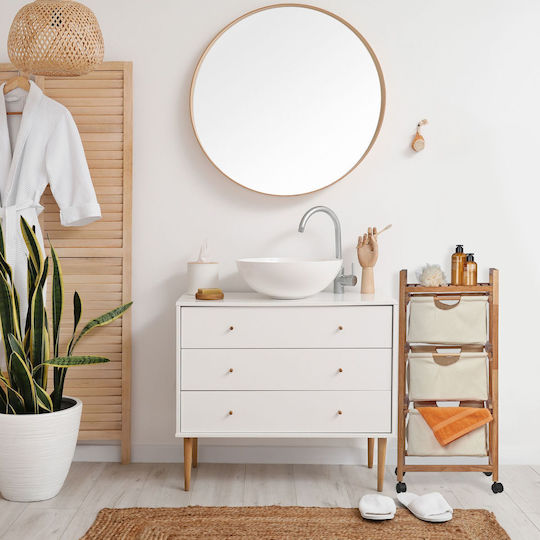 Relaxdays Floor Bathroom Shelf Wooden with 3 Shelves 96x43.5x33.5cm Brown