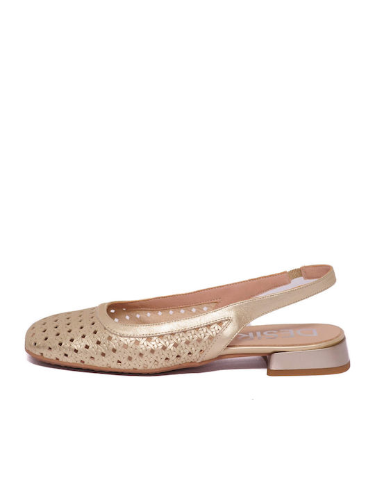 Leather Slingback Ballerinas Gold