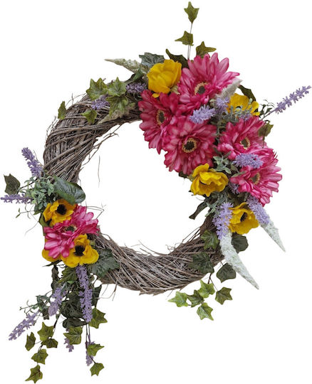 Kranz mit Zweigen, dekoriert mit Gerbera und Lavendel, 40 cm